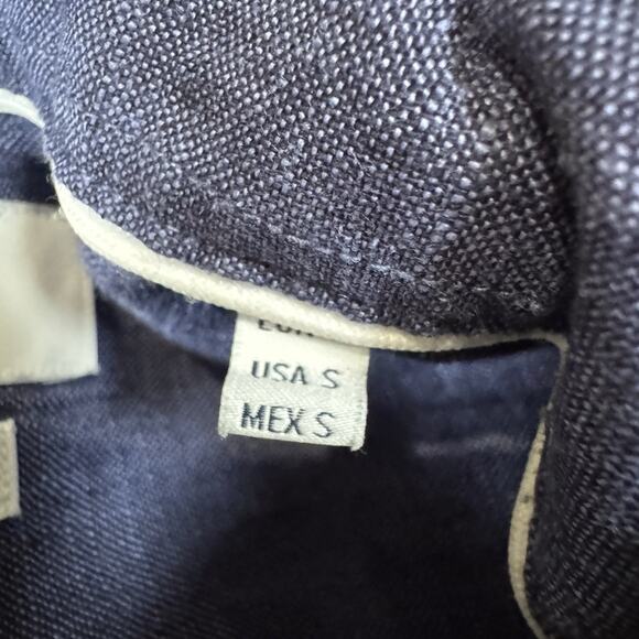 Porter & Ash Linen Button Up Shirt Small Blue Casual Outdoor Linen Dyed Prep Men - Picture 3 of 9